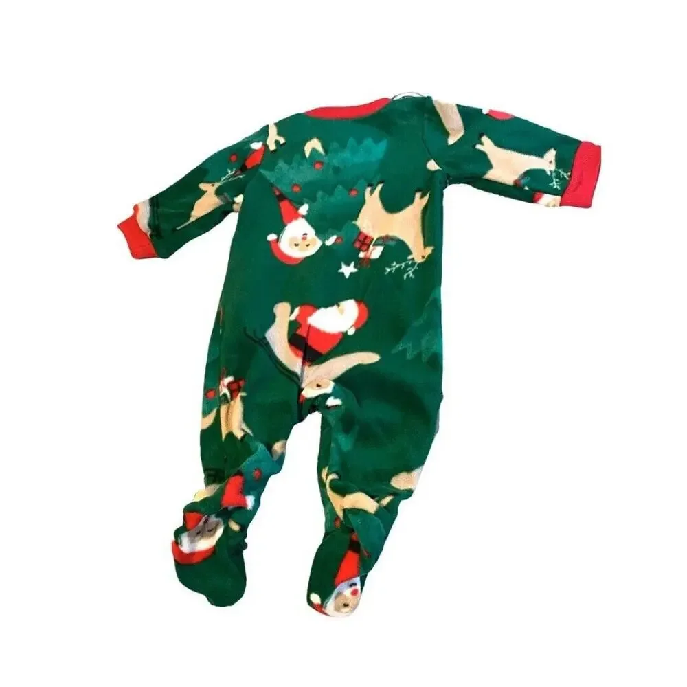 Newborn Carter's Green Christmas Footed Footie Pajamas Santa NWT